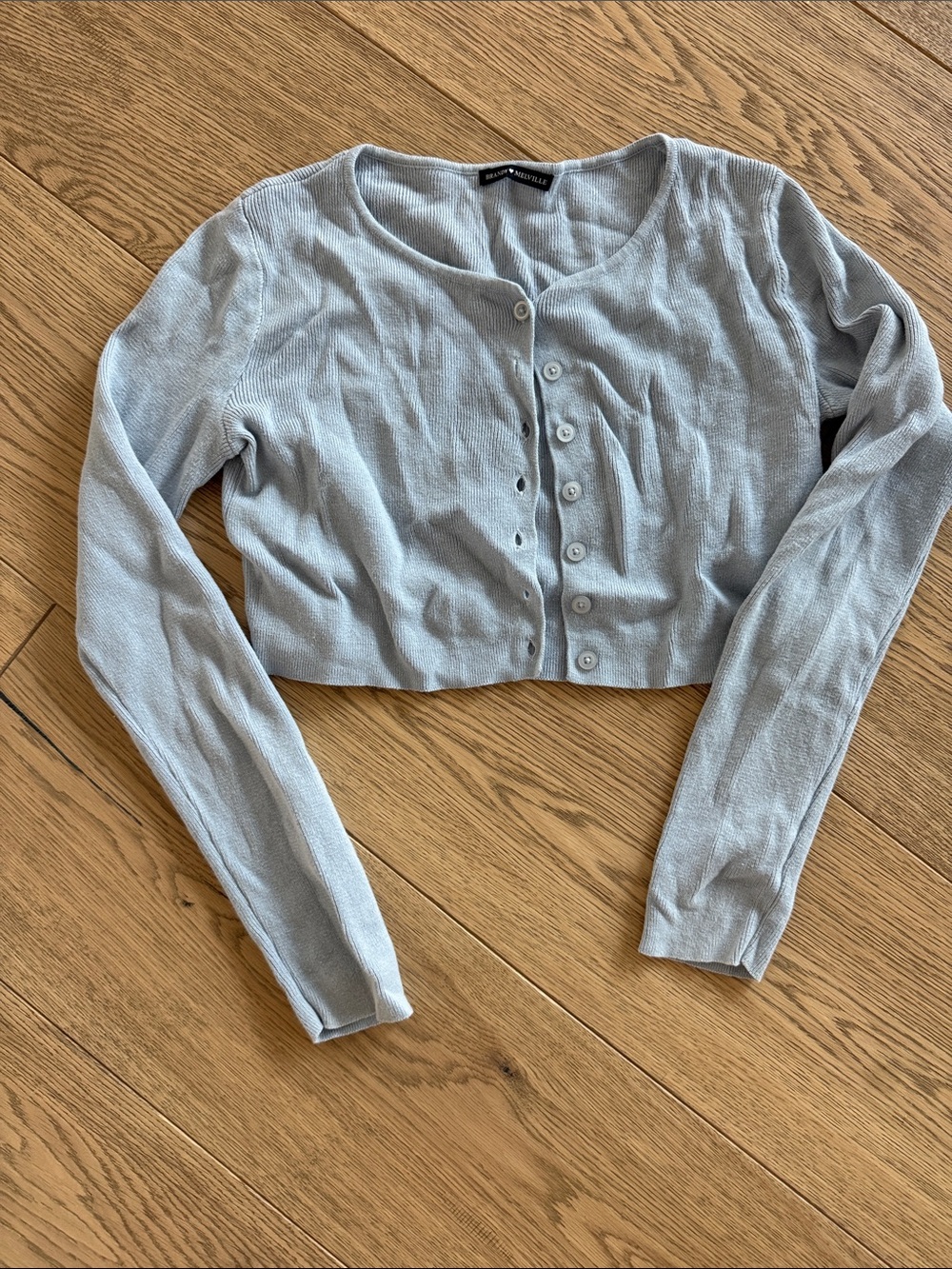 Brandy Melville Light Blue Cropped Button Cardigan 100% Cotton
